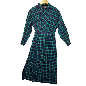ALEXANDER CAMPBELL Purple & Green Plaid Set Skirt & Shirt Size 8